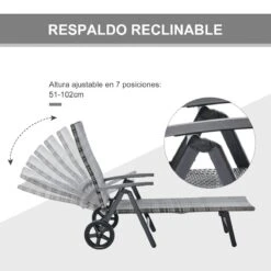 Outsunny Tumbona De Jardín De Ratán 192x74x55 Cm Con Respaldo Reclinable En 7 Posiciones Reposabrazos Y Ruedas Marco De Aluminio Para Patio Terraza Balcón Gris -OUTSUNNY TIENDA 212be4d2f8fd0192afd3ce2b94d776e28e15665c f65a727e1d9543709f59eec2e85932d1