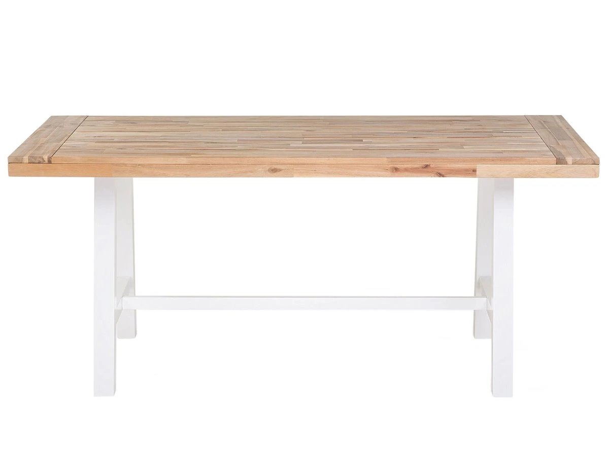 Mesa De Comedor De Madera De Acacia Clara/blanco 170 X 80 Cm SCANIA 8 Mesa De Comedor De Madera De Acacia Clara/blanco 170 X 80 Cm SCANIA - Imagen 6