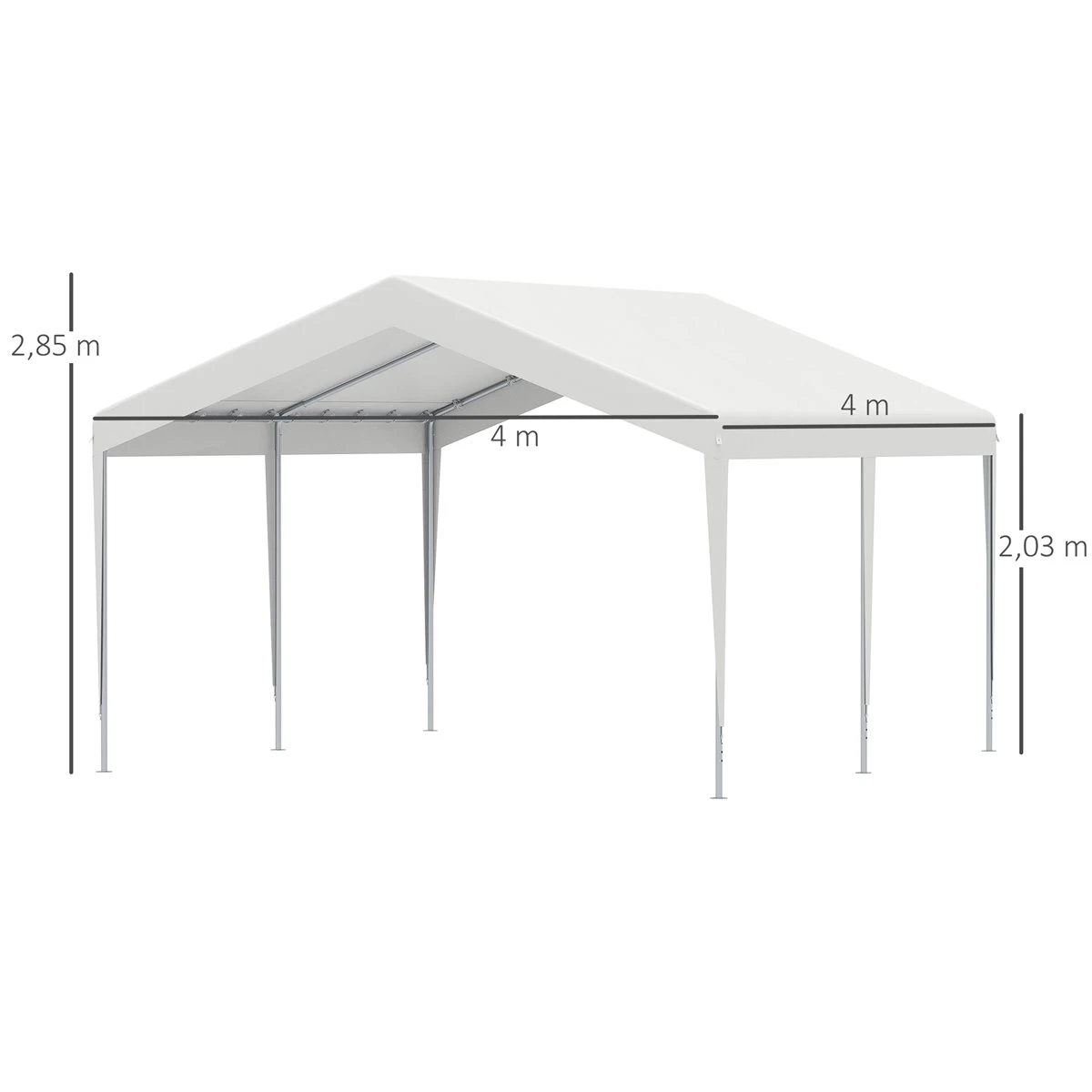 Outsunny Carpa Garaje Para Coche 4x4 M Cochera Portátil Impermeable Pabellón Gazebo De Jardín Patio Exterior Con Accesorios Para Eventos Fiestas Metal Galvanizado Blanco 5 Outsunny Carpa Garaje Para Coche 4x4 M Cochera Portátil Impermeable Pabellón Gazebo De Jardín Patio Exterior Con Accesorios Para Eventos Fiestas Metal Galvanizado Blanco - Imagen 3