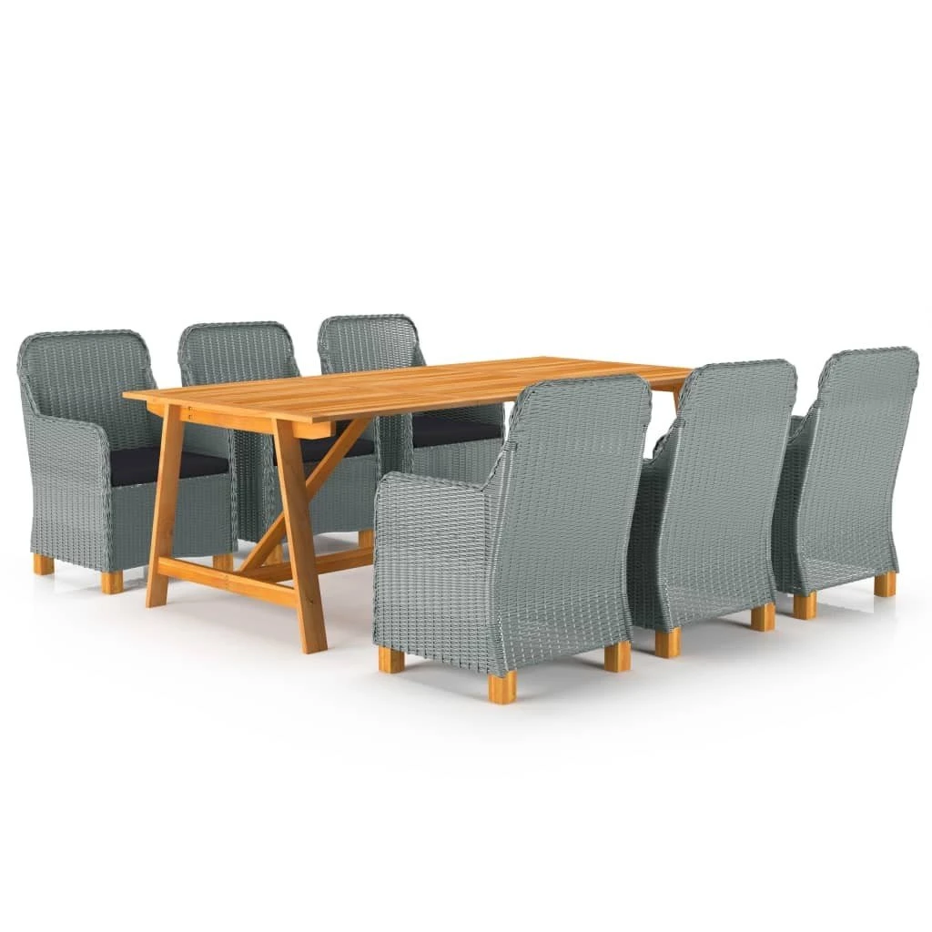 Juego De Comedor De Jardín 7 Piezas Gris Claro VidaXL 5 Juego De Comedor De Jardín 7 Piezas Gris Claro VidaXL - Imagen 3