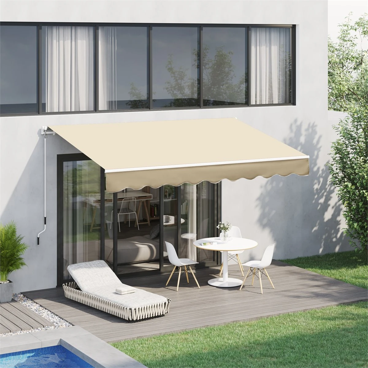 Outsunny Toldo Manual Retráctil Plegable Con Manivela 295x245 Cm Toldo Enrollable Aluminio Protección Solar Para Ventanas Puertas Balcón Terraza Exterior Beige 4 Outsunny Toldo Manual Retráctil Plegable Con Manivela 295x245 Cm Toldo Enrollable Aluminio Protección Solar Para Ventanas Puertas Balcón Terraza Exterior Beige - Imagen 2