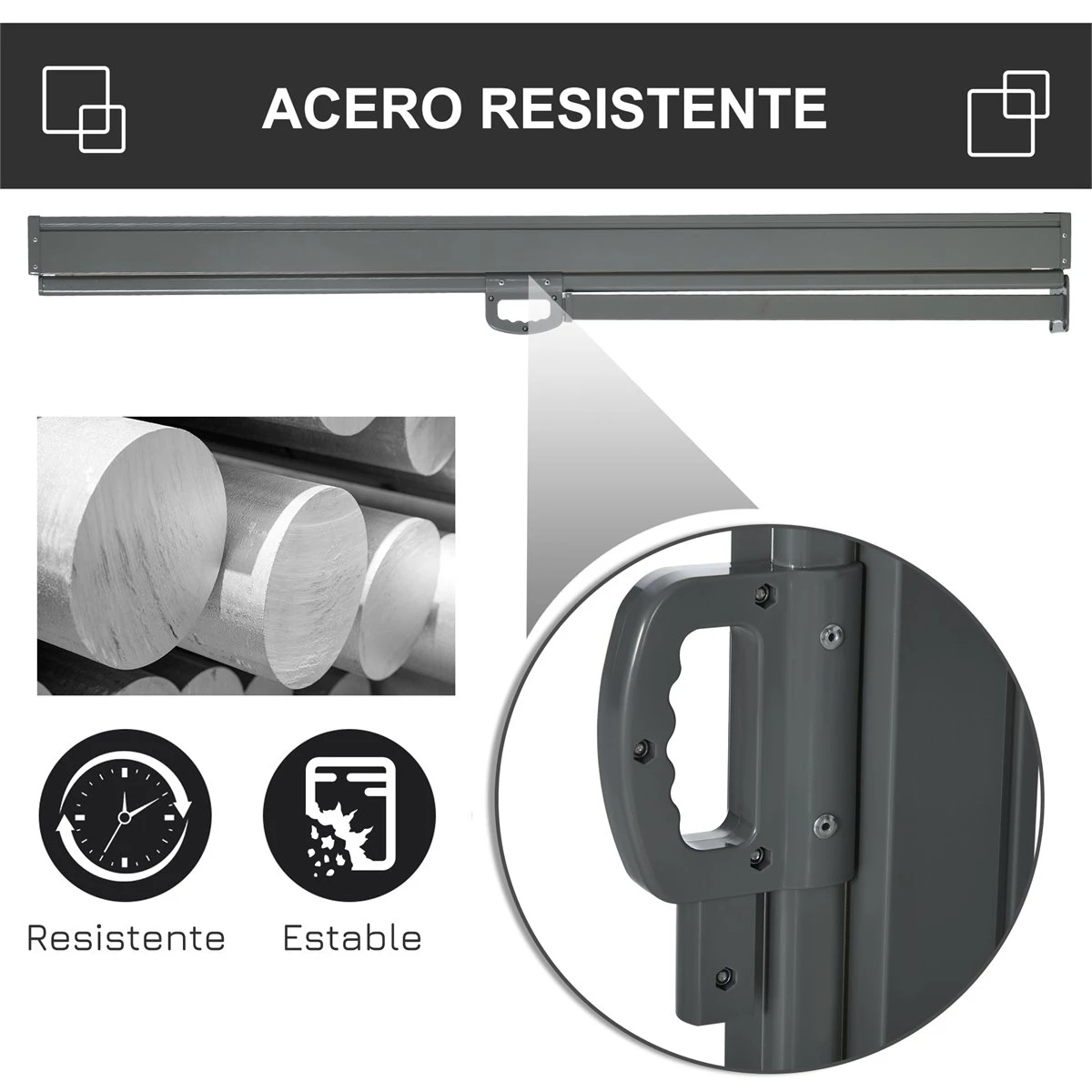 Outsunny Toldo Lateral Retráctil 300x160 Cm Pantalla Enrollable Mampara De Privacidad Y Protección Solar Para Jardín Balcón Terraza Gris 7 Outsunny Toldo Lateral Retráctil 300x160 Cm Pantalla Enrollable Mampara De Privacidad Y Protección Solar Para Jardín Balcón Terraza Gris - Imagen 5