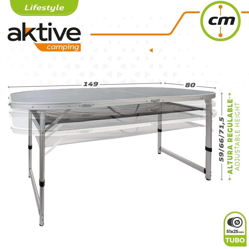 Mesa Plegable Altura Regulable Para Camping Con Malla Aktive 8 Mesa Plegable Altura Regulable Para Camping Con Malla Aktive - Imagen 6