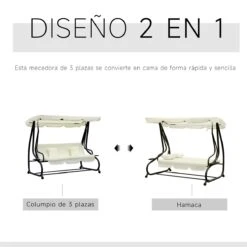 Outsunny Columpio Balancín Jardín 3 Plazas Convertible En Cama Techo Parasol Regulable Bandeja Para Bebida Terrza Balcón Exterior Carga Máx. 340kg Acero 200x120x164cm Beige 14 Outsunny Columpio Balancín Jardín 3 Plazas Convertible En Cama Techo Parasol Regulable Bandeja Para Bebida Terrza Balcón Exterior Carga Máx. 340kg Acero 200x120x164cm Beige -OUTSUNNY TIENDA 26102749e6f0da212211cf9fd16952163b15581f ca239644de384c169c9aae961739ac07