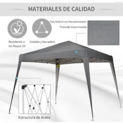 Outsunny Carpa Plegable 2,4x2,4m Cenador De Jardín Diseño Pop Up De Acero Y Cubierta De Tela Oxford Gris 19 Outsunny Carpa Plegable 2,4x2,4m Cenador De Jardín Diseño Pop Up De Acero Y Cubierta De Tela Oxford Gris -OUTSUNNY TIENDA 272176090c5d0b744a6c50204f2cfef9671e5408 6a64c21291bd4c14b213dbf8c294184f