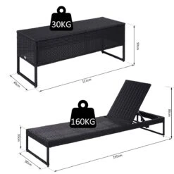 Outsunny Conjunto De 2 Tumbonas De Jardín Con Cojines Acolchados Ratán Con Mesa Auxiliar Para Piscina O Terraza Carga 160 Kg 195x60x86 Cm Acero Negro -OUTSUNNY TIENDA 27a7077fade3b15ca3770f13ed6028e5776c72c5 556b67d729c14c6db8f109125886cd29