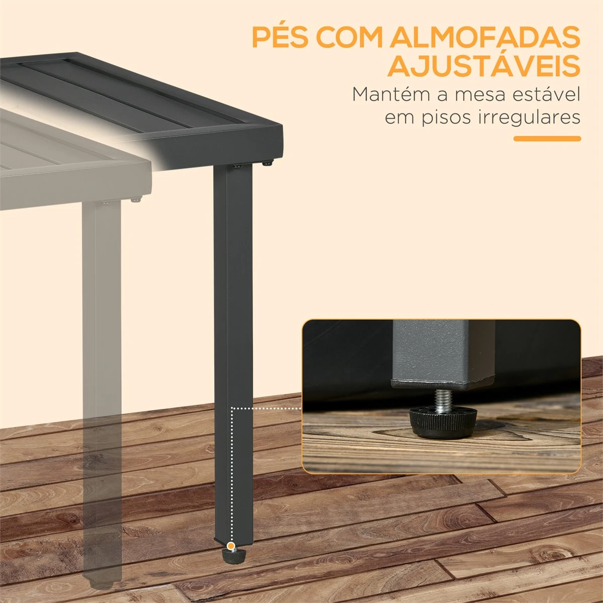 Outsunny Mesa De Jardín Cuadrada Mesa De Centro De Patio Con Orificio Para Sombrillas De Ø45 Mm Mesa Auxiliar Con Marco De Acero 51x51x51 Cm Gris 8 Outsunny Mesa De Jardín Cuadrada Mesa De Centro De Patio Con Orificio Para Sombrillas De Ø45 Mm Mesa Auxiliar Con Marco De Acero 51x51x51 Cm Gris - Imagen 6