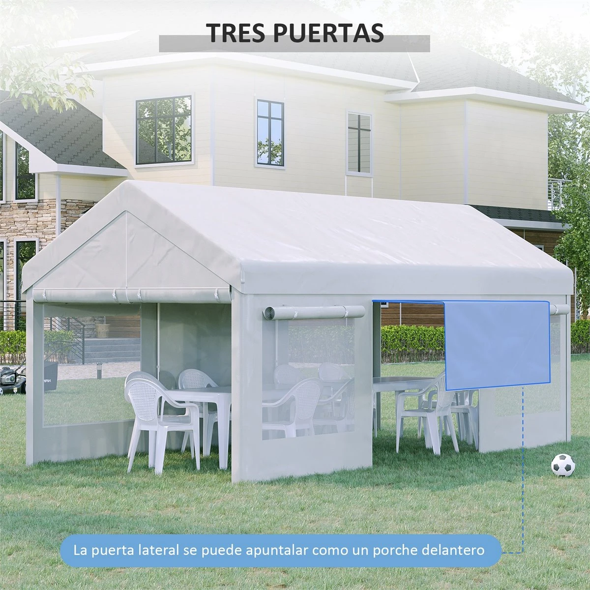 Outsunny Carpa De Jardín 6x3 M Carpa Para Fiestas Cenador De Exterior Con 3 Puertas Extraíbles Ventanas De Malla Enrollables Para Terraza Bodas Eventos Blanco 7 Outsunny Carpa De Jardín 6x3 M Carpa Para Fiestas Cenador De Exterior Con 3 Puertas Extraíbles Ventanas De Malla Enrollables Para Terraza Bodas Eventos Blanco - Imagen 5