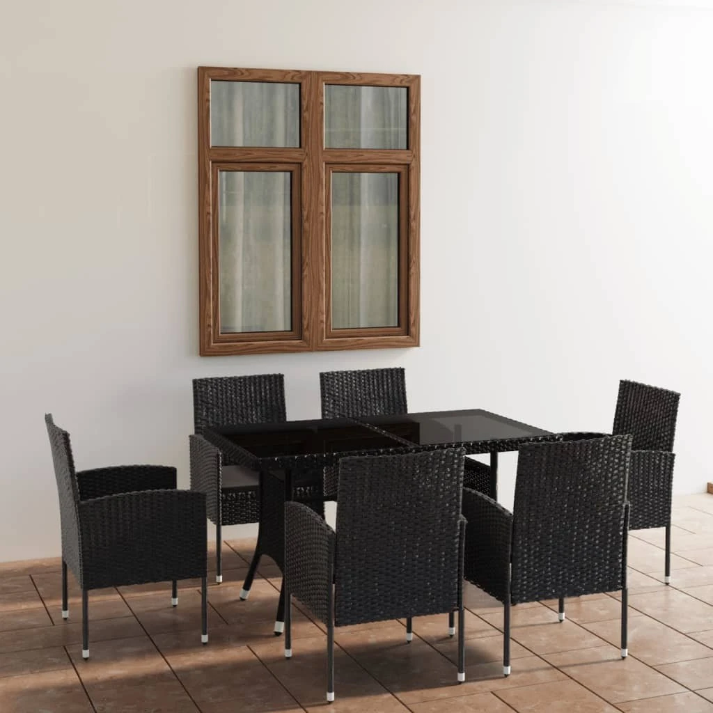 Juego De Comedor Para Jardín 7 Piezas Ratán Sintético Negro VidaXL 5 Juego De Comedor Para Jardín 7 Piezas Ratán Sintético Negro VidaXL - Imagen 3