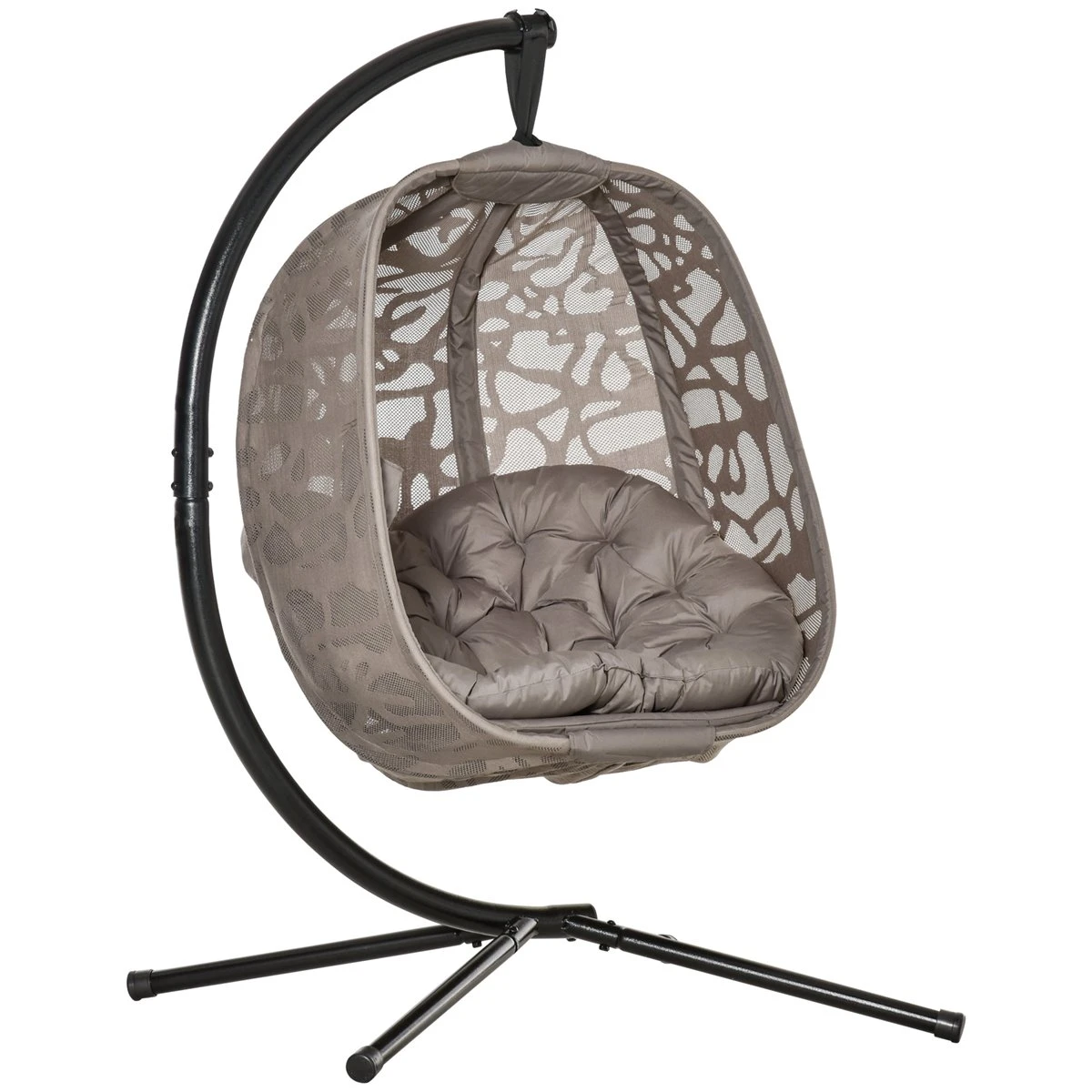 Outsunny Silla Colgante Con Soporte De Acero Sillón Colgante Hamaca Con Cesta Plegable Y Cojines Para Interiores Y Exterior Carga 120 Kg 126x96x172 Cm Marrón 3 Outsunny Silla Colgante Con Soporte De Acero Sillón Colgante Hamaca Con Cesta Plegable Y Cojines Para Interiores Y Exterior Carga 120 Kg 126x96x172 Cm Marrón