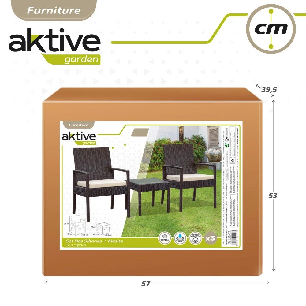 Conjunto Muebles Terraza Con Sillones Y Mesita Ratán Aktive 10 Conjunto Muebles Terraza Con Sillones Y Mesita Ratán Aktive - Imagen 8