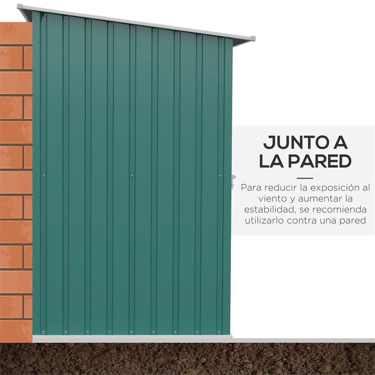 Outsunny Caseta De Jardín 0,92 M² 100x103x160 Cm Cobertizo Exterior De Acero Galvanizado Con Puerta Cerradura Y Techo Inclinado Para Almacenamiento De Herramientas Verde 9 Outsunny Caseta De Jardín 0,92 M² 100x103x160 Cm Cobertizo Exterior De Acero Galvanizado Con Puerta Cerradura Y Techo Inclinado Para Almacenamiento De Herramientas Verde - Imagen 7