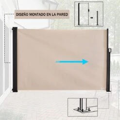 Outsunny Toldo Lateral Retráctil Exterior 350x180cm Pantalla De Privacidad Contra Sol Viento Visión Para Jardín Patio Balcón Tejado Hecho De Aluminio Poliéster Montar Utilizar Fácil Beige -OUTSUNNY TIENDA 2c8c1c6a155b59e3ff1b9bcf48ecaf322f2e6593 f800a3e9df87434f8c58faed8cdf98cd