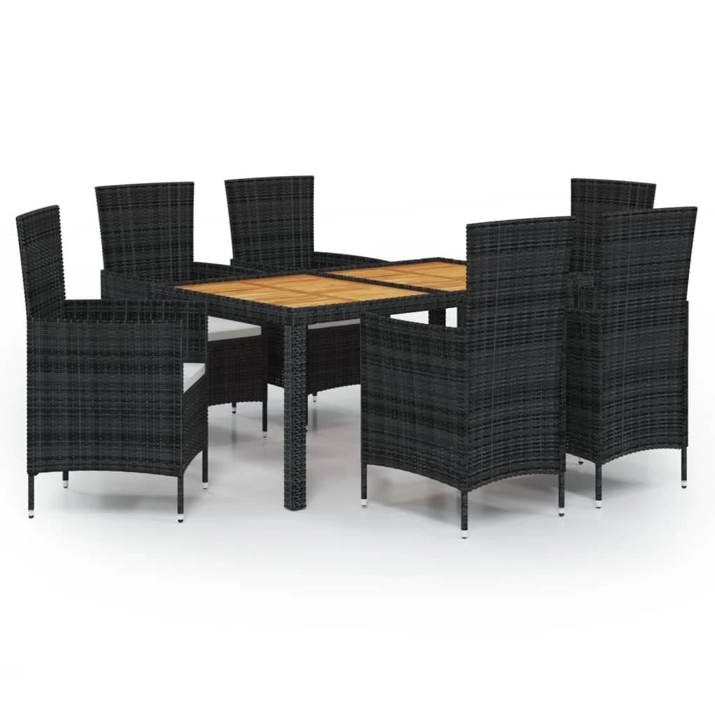 Juego De Comedor Exterior 7 Pzas Con Cojines Ratán Negro VidaXL 4 Juego De Comedor Exterior 7 Pzas Con Cojines Ratán Negro VidaXL - Imagen 2