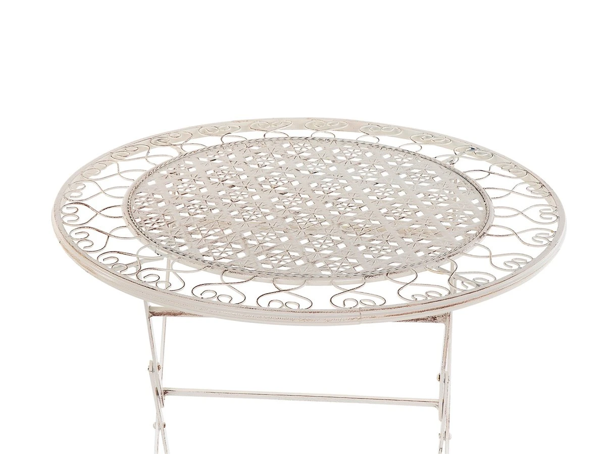Mesa De Jardín De Metal Beige Claro ø 70 Cm TRIESTE 7 Mesa De Jardín De Metal Beige Claro ø 70 Cm TRIESTE - Imagen 5