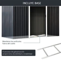 Outsunny Cobertizo De Jardín 280x130x172 Cm Base De 3,1 M² Caseta De Exterior Metálica Para Almacenamiento De Herramientas Con 2 Puertas Correderas Y 2 Orificios De Ventilación Gris Oscuro 16 Outsunny Cobertizo De Jardín 280x130x172 Cm Base De 3,1 M² Caseta De Exterior Metálica Para Almacenamiento De Herramientas Con 2 Puertas Correderas Y 2 Orificios De Ventilación Gris Oscuro -OUTSUNNY TIENDA 2e09dc79eb482c4c906c0da2d5daeec8d9ed9ad4 b013f0daae38403dbe32535658d985be