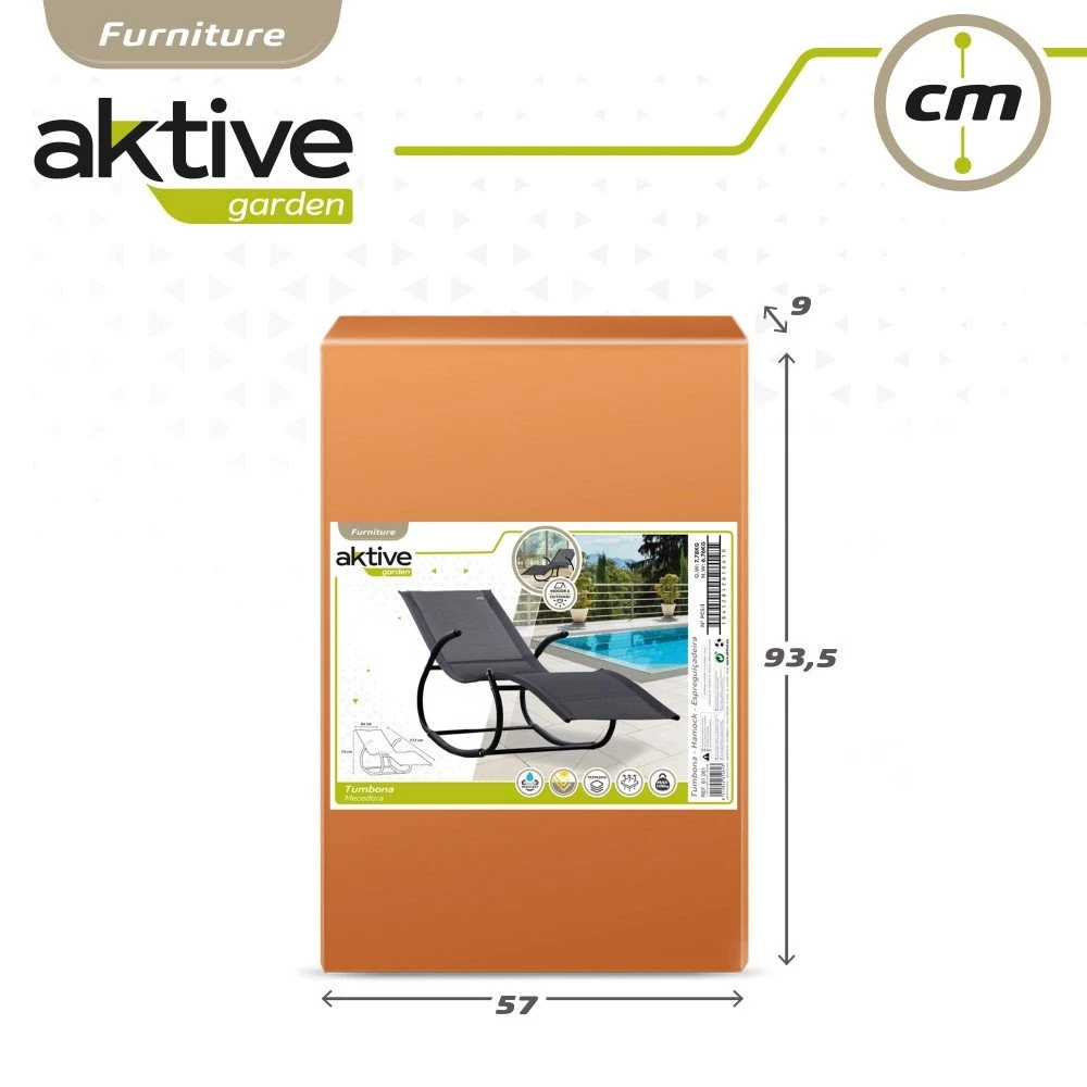 Tumbona Mecedora De Jardín Antracita Con Cojín Aktive 9 Tumbona Mecedora De Jardín Antracita Con Cojín Aktive - Imagen 7