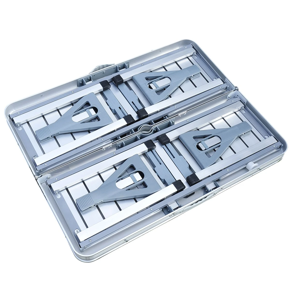 Outsunny Mesa Maleta De Camping Plegable Portátil Con 4 Asientos Y Agujero Para Sombrilla Estructura De Aluminio Para Playa Picnic 136x85,5x66 Cm Plata 10 Outsunny Mesa Maleta De Camping Plegable Portátil Con 4 Asientos Y Agujero Para Sombrilla Estructura De Aluminio Para Playa Picnic 136x85,5x66 Cm Plata - Imagen 8