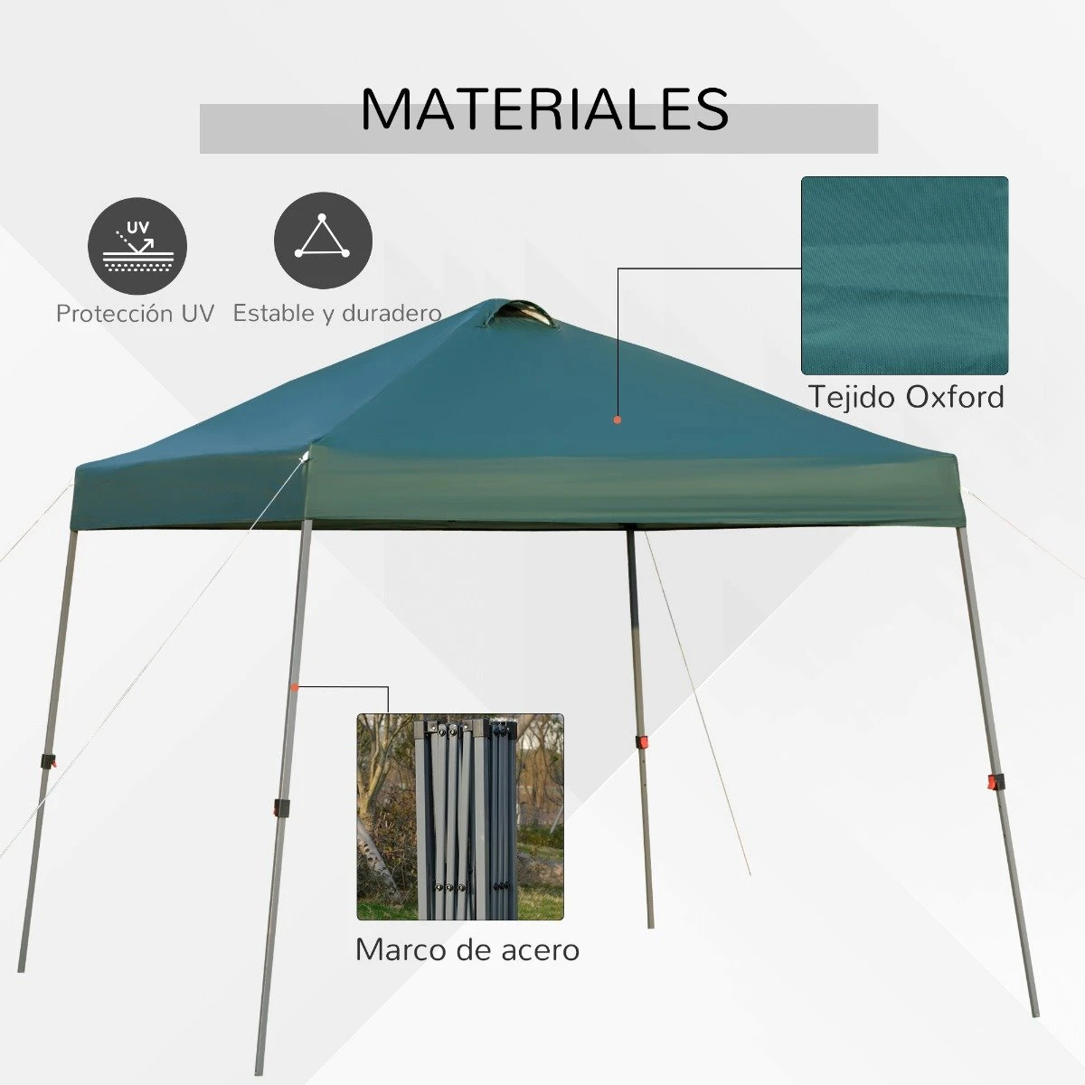 Outsunny Cenador Plegable 3x3m Portátil De Jardín Con Bolsa De Transporte Con Ruedas Acero Para Exterior Fiestas Camping Verde 8 Outsunny Cenador Plegable 3x3m Portátil De Jardín Con Bolsa De Transporte Con Ruedas Acero Para Exterior Fiestas Camping Verde - Imagen 6