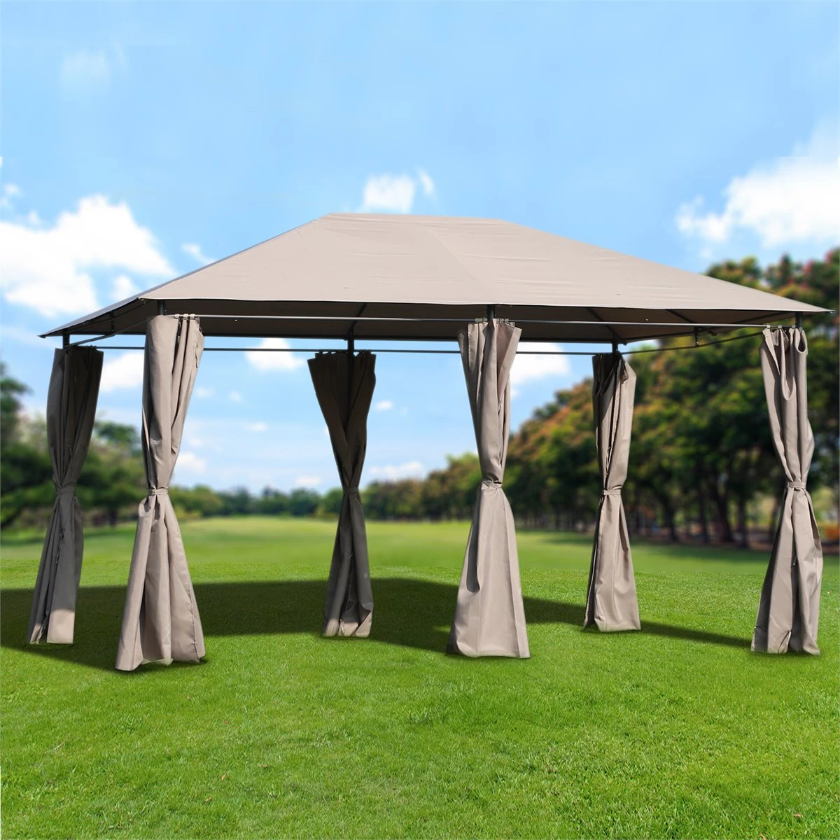 Outsunny Cenador Con Techo Al Aire Libre Gazebo Pabellón Exterior Con Pared Lateral Cenador Carpa De Jardín 4x3 M Marco De Acero Para Fiesta Eventos 4 Outsunny Cenador Con Techo Al Aire Libre Gazebo Pabellón Exterior Con Pared Lateral Cenador Carpa De Jardín 4x3 M Marco De Acero Para Fiesta Eventos - Imagen 2