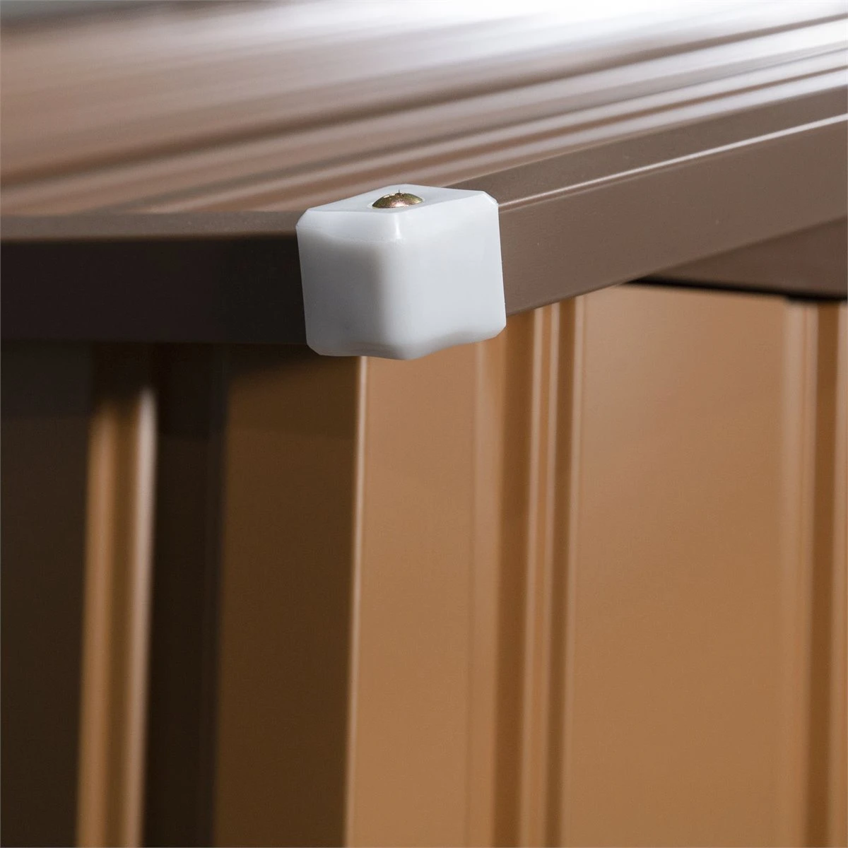 Outsunny Cobertizo De Jardín 340x386x200 Cm 12,27 M² Caseta Exterior De Acero Para Almacenamiento De Herramientas Con Puertas Correderas Y Ventilaciones Ocre Oscuro 7 Outsunny Cobertizo De Jardín 340x386x200 Cm 12,27 M² Caseta Exterior De Acero Para Almacenamiento De Herramientas Con Puertas Correderas Y Ventilaciones Ocre Oscuro - Imagen 5