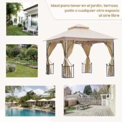 Outsunny Cenador De Jardín 3x3 M Con 4 Cortinas Laterales De Cremallera Y Doble Techo Con 8 Orificios De Drenaje Estilo Moderno Para Patio Aire Libre Beige 17 Outsunny Cenador De Jardín 3x3 M Con 4 Cortinas Laterales De Cremallera Y Doble Techo Con 8 Orificios De Drenaje Estilo Moderno Para Patio Aire Libre Beige -OUTSUNNY TIENDA 3148d38457757603fcc92e1be442d6dd6139b0c3 18f7323a71654c0d8dcb27feb460e42a