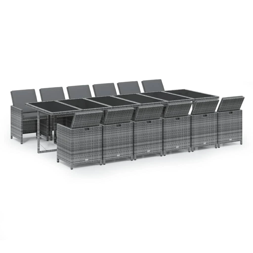 Set Comedor Jardín 13 Pzas Con Cojines Ratán Sintético Gris VidaXL 4 Set Comedor Jardín 13 Pzas Con Cojines Ratán Sintético Gris VidaXL - Imagen 2