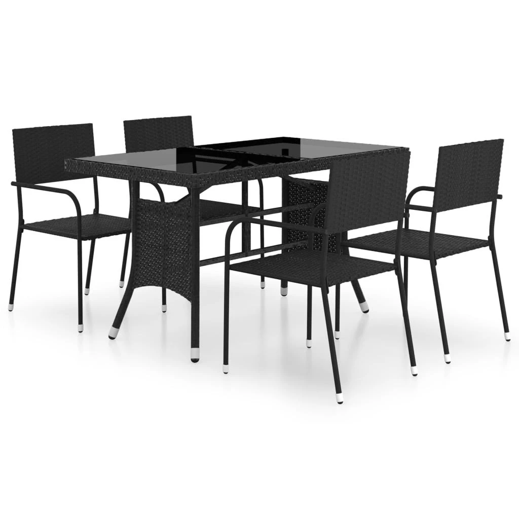 Juego De Comedor Para Jardín 5 Piezas Ratán Sintético Negro VidaXL 4 Juego De Comedor Para Jardín 5 Piezas Ratán Sintético Negro VidaXL - Imagen 2