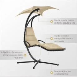 Outsunny Tumbona Colgante Con Sombrilla Protección UV Hamaca Sillón Con Toldo Estructura Estable Cuerda Antivuelco Y Forma Ergonómico Para Jardín Patio Terraza Metal 190x110x190 Cm Beige 16 Outsunny Tumbona Colgante Con Sombrilla Protección UV Hamaca Sillón Con Toldo Estructura Estable Cuerda Antivuelco Y Forma Ergonómico Para Jardín Patio Terraza Metal 190x110x190 Cm Beige -OUTSUNNY TIENDA 3437eca2bc056d09dd2a872118333034f35fae1d 134554b5cb31411387bdcfee413fe707