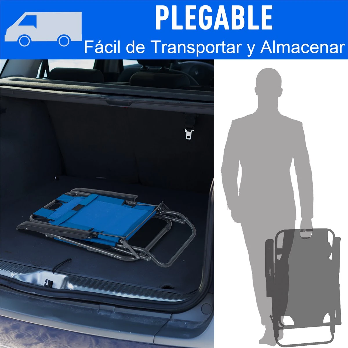 Outsunny Tumbona Reclinable Y Plegable Con Respaldo Ajustable Reposabrazos Almohada Y Reposapiés Para Jardín Terraza Carga 136 Kg 153x60x29 Cm Azul 7 Outsunny Tumbona Reclinable Y Plegable Con Respaldo Ajustable Reposabrazos Almohada Y Reposapiés Para Jardín Terraza Carga 136 Kg 153x60x29 Cm Azul - Imagen 5