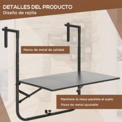 Outsunny Mesa Colgante Para Balcón Mesa De Pared De Acero Con Altura Ajustable En 4 Posiciones Carga Máx. 15 Kg Para Terraza Jardín 60x60,5x56-71 Cm Negro 15 Outsunny Mesa Colgante Para Balcón Mesa De Pared De Acero Con Altura Ajustable En 4 Posiciones Carga Máx. 15 Kg Para Terraza Jardín 60x60,5x56-71 Cm Negro -OUTSUNNY TIENDA 34af753181a5d1f35811cc554903d786e6fbc312 7143e5f445b44af8988483448a84cb70