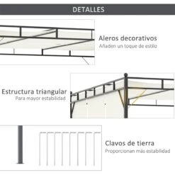 Outsunny Pérgola 3x3 M Cenador De Jardín Con Techo Retráctil Tela De Poliéster Y Tubo De Acero Para Patio Terraza Exterior Blanco -OUTSUNNY TIENDA 34f5c07503485699263e6006cdb0a5c7fc63b5c1 3eeadb5d9285400bae1ecbd004d135f3