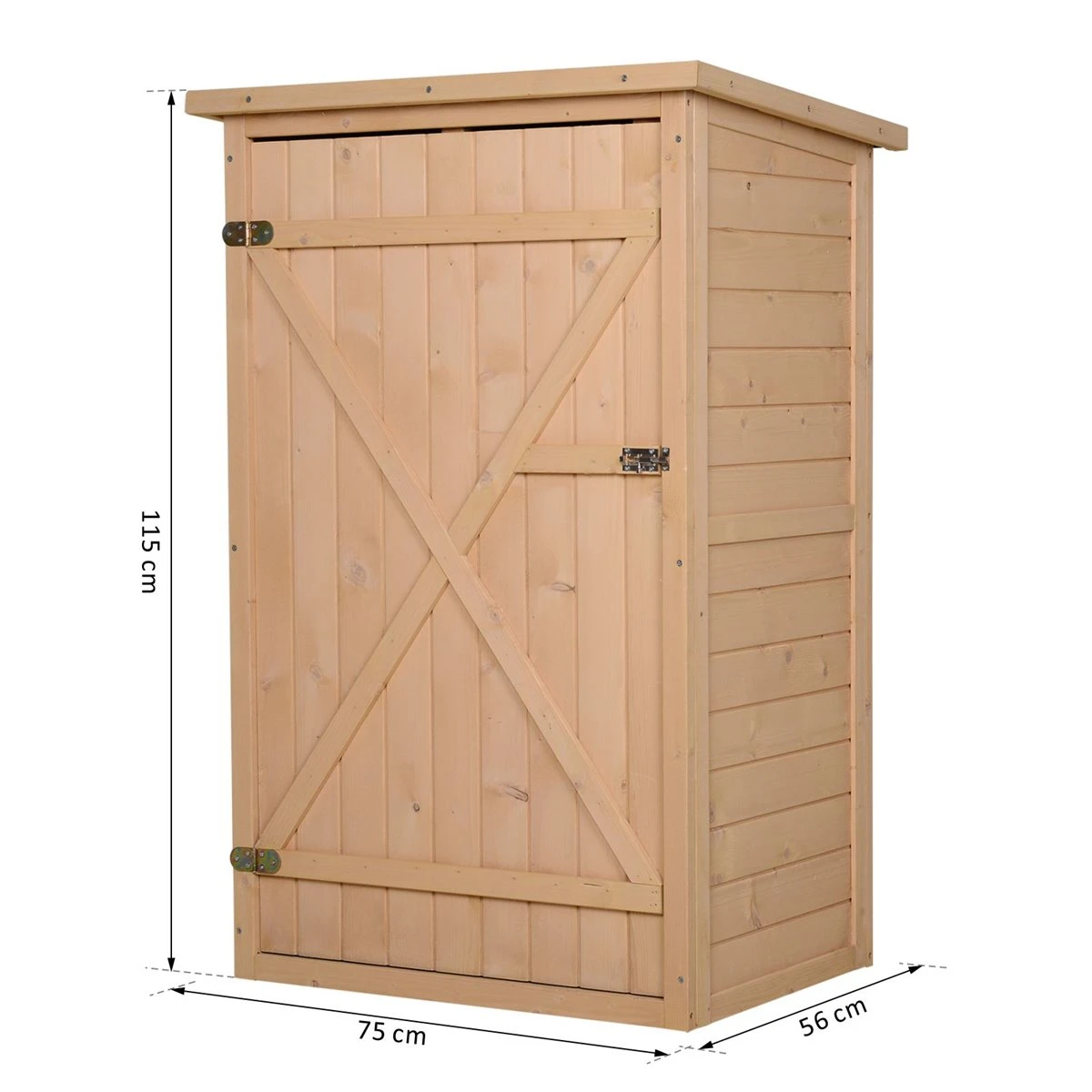 Outsunny Caseta De Jardín De Madera 75x56x115 Cm Armario Cobertizo De Exterior Para Herramientas Con 3 Estantes Interiores Puerta Con Pestillo Y Techo Asfáltico Natural 5 Outsunny Caseta De Jardín De Madera 75x56x115 Cm Armario Cobertizo De Exterior Para Herramientas Con 3 Estantes Interiores Puerta Con Pestillo Y Techo Asfáltico Natural - Imagen 3