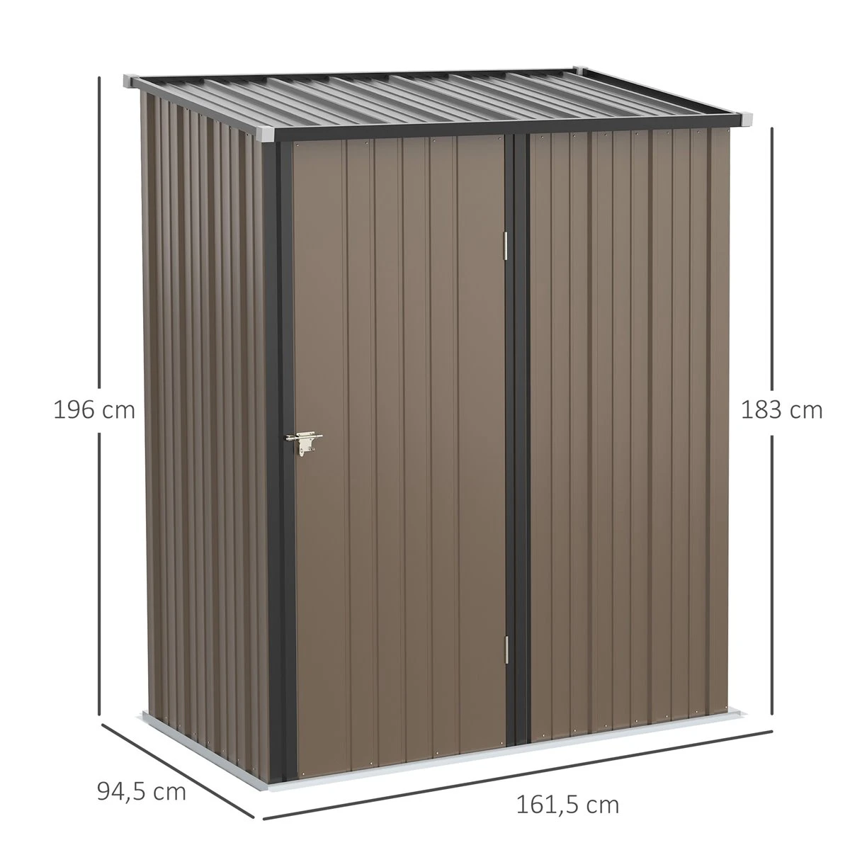 Outsunny Caseta De Jardín 1,34 M² 161,5x94,5x196 Cm Cobertizo Exterior De Acero Galvanizado Con Puerta Y Cerradura Para Almacenamiento De Herramientas Marrón 5 Outsunny Caseta De Jardín 1,34 M² 161,5x94,5x196 Cm Cobertizo Exterior De Acero Galvanizado Con Puerta Y Cerradura Para Almacenamiento De Herramientas Marrón - Imagen 3