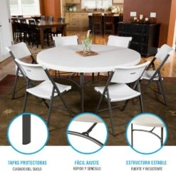 Mesa Redonda Patas Plegables Crema LIFETIME Ø152 X 74 Cm -OUTSUNNY TIENDA 365c710576ea584f594cf1442b8ee0409054e34c 0d7f4d4134dc4cbbaa981d5853f57d9d