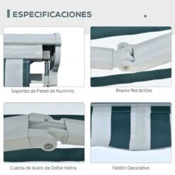 Outsunny Toldo Eléctrico Retráctil Con Función Manual Con Manivela Y Mando A Distancia 300x250 Cm Para Ventanas Puertas De Rayas Verde Y Blanco 15 Outsunny Toldo Eléctrico Retráctil Con Función Manual Con Manivela Y Mando A Distancia 300x250 Cm Para Ventanas Puertas De Rayas Verde Y Blanco -OUTSUNNY TIENDA 36af97ef0879ee68176d632a05c785153d9bb50d 233eddbcc3fe406baa7a53c5178914f5