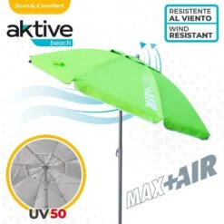 Sombrilla Playa Antiviento Ø200 Cm C/mástil Reclinable Y Protección UV50 Aktive 12 Sombrilla Playa Antiviento Ø200 Cm C/mástil Reclinable Y Protección UV50 Aktive -OUTSUNNY TIENDA 36d7406f86452caa0db639312206b8b98ae7c5da 0f820298a03e40389331fa6fa6776098