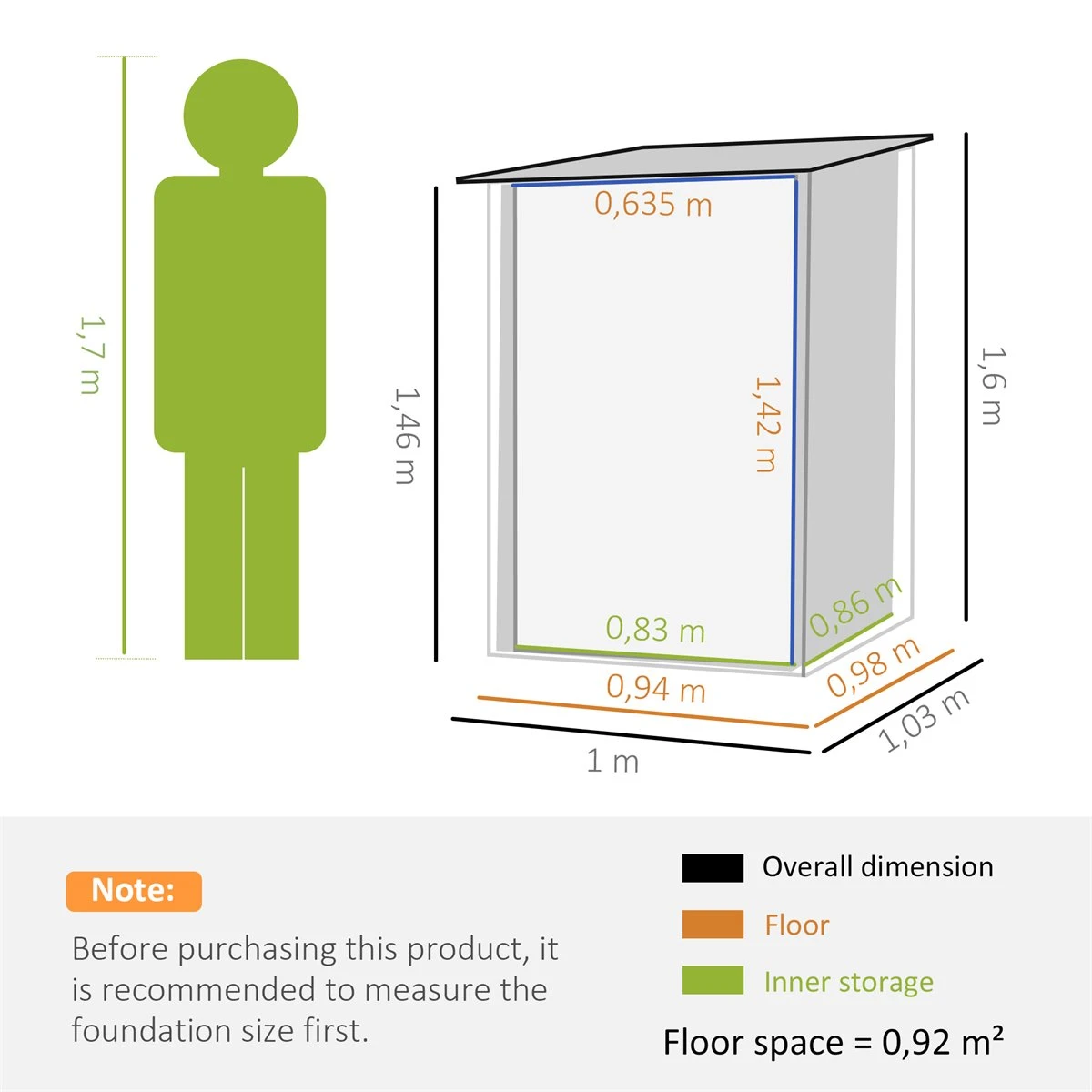 Outsunny Caseta De Jardín 0,92 M² 100x103x160 Cm Cobertizo Exterior De Acero Galvanizado Con Puerta Cerradura Y Techo Inclinado Para Almacenamiento De Herramientas Verde 5 Outsunny Caseta De Jardín 0,92 M² 100x103x160 Cm Cobertizo Exterior De Acero Galvanizado Con Puerta Cerradura Y Techo Inclinado Para Almacenamiento De Herramientas Verde - Imagen 3