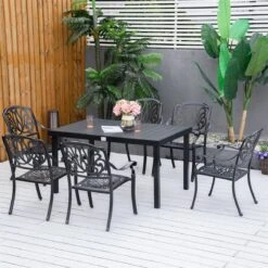 Outsunny Mesa De Jardín Rectangular Para 6 Personas Mesa De Comedor Exterior 140x90x74 Cm Con Encimera De Listones Y Estructura De Aluminio Para Terraza Balcón Negro 17 Outsunny Mesa De Jardín Rectangular Para 6 Personas Mesa De Comedor Exterior 140x90x74 Cm Con Encimera De Listones Y Estructura De Aluminio Para Terraza Balcón Negro -OUTSUNNY TIENDA 37fa0079f3d3866a93c627e30dc863833475b155 72c00083ad5445abb9a8c5bd2c7b12b8