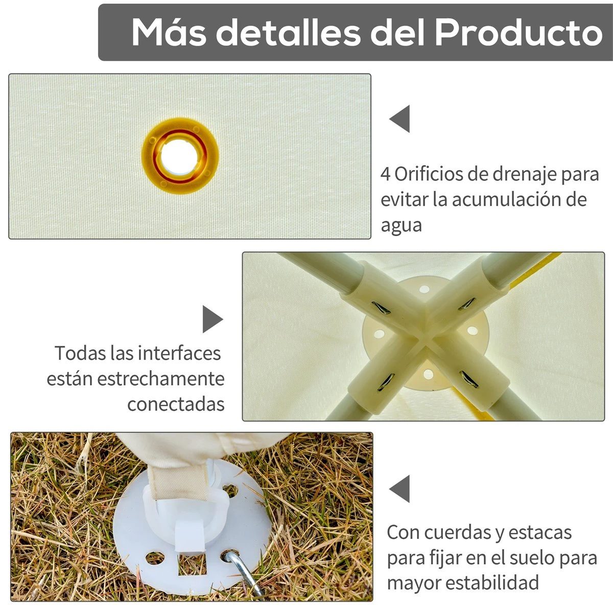 Outsunny Carpa De Jardín 3x3 M Cenador Con 4 Partes Laterales Mosquitera Con Cremallera Protección UV Para Patio Exterior Eventos Fiesta Beige 8 Outsunny Carpa De Jardín 3x3 M Cenador Con 4 Partes Laterales Mosquitera Con Cremallera Protección UV Para Patio Exterior Eventos Fiesta Beige - Imagen 6