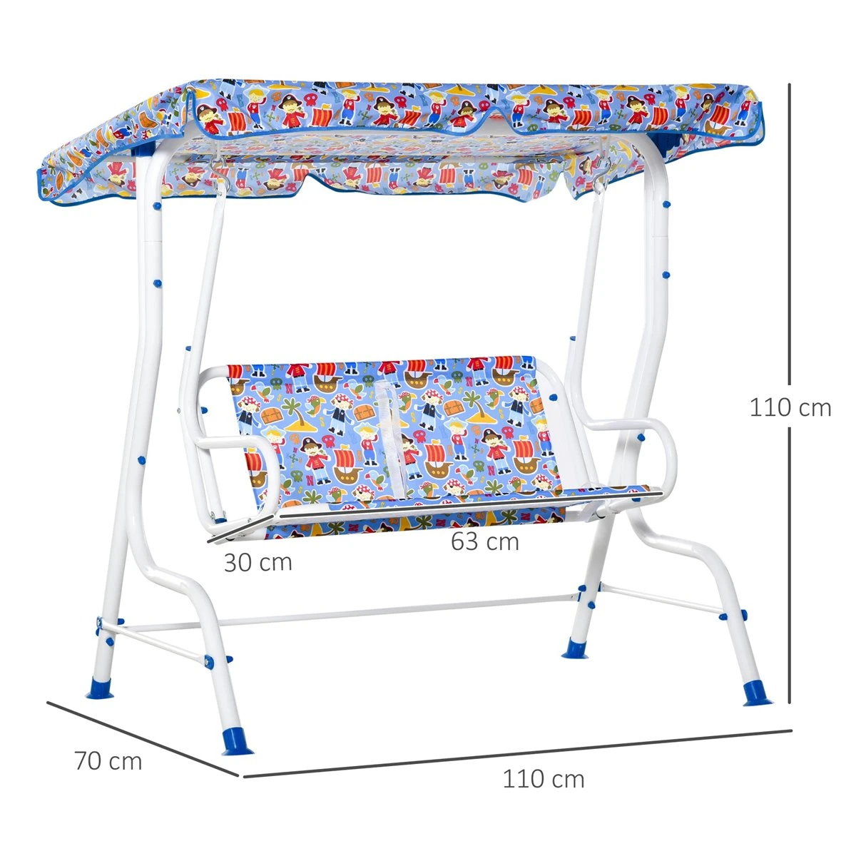Outsunny Columpio Balancín De Jardín Infantil 2 Plazas Para Niños De +3 Años Con Toldo Ajustable En Ángulo Para Terraza Balcón Carga Máx. 60 Kg 110x70x110 Cm Azul 5 Outsunny Columpio Balancín De Jardín Infantil 2 Plazas Para Niños De +3 Años Con Toldo Ajustable En Ángulo Para Terraza Balcón Carga Máx. 60 Kg 110x70x110 Cm Azul - Imagen 3