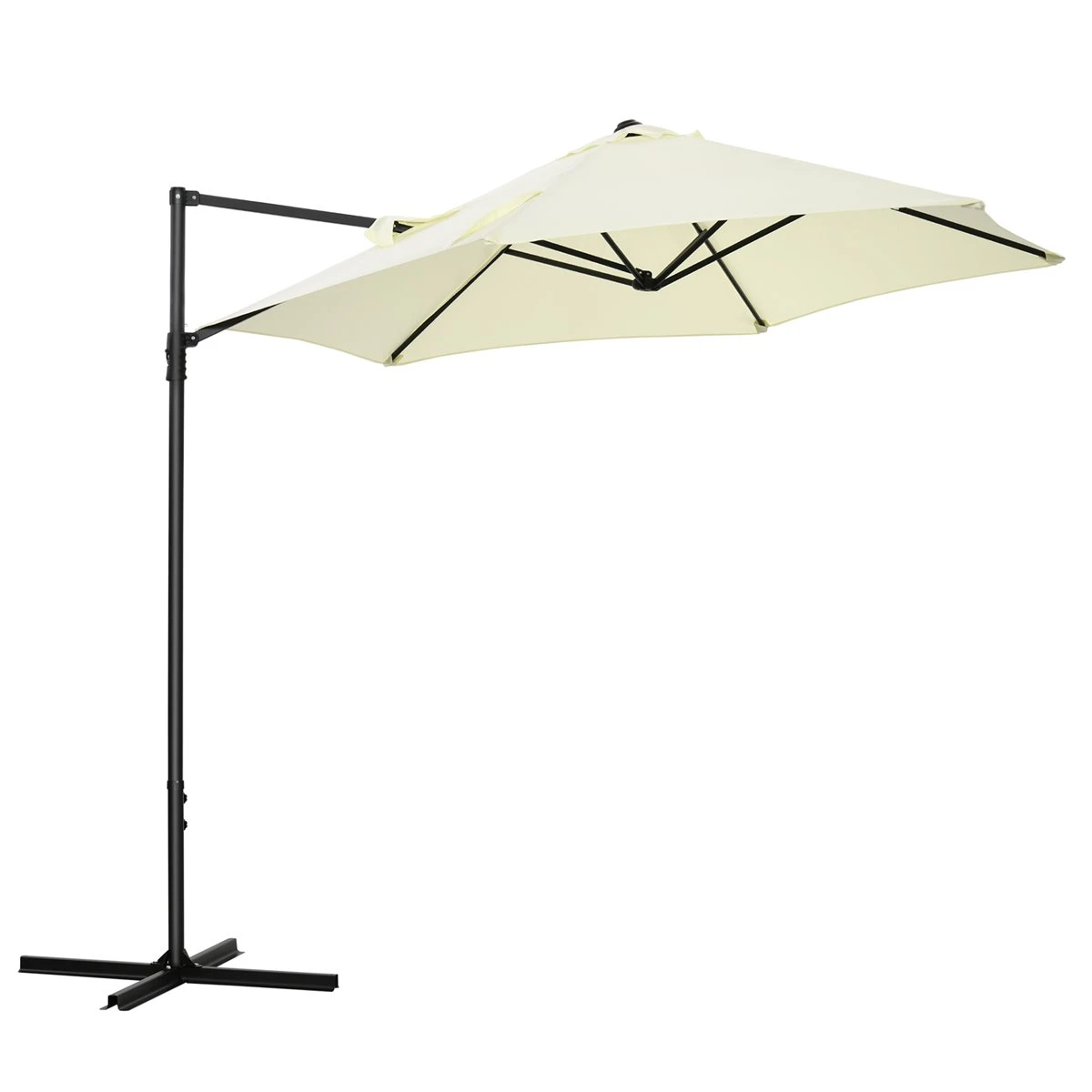 Outsunny Sombrilla De Jardín Ø256x245 Cm Parasol Excéntrico Rotación De 360° Con Apertura Manual Y Base Cruzada Para Patio Terraza Exterior Beige 3 Outsunny Sombrilla De Jardín Ø256x245 Cm Parasol Excéntrico Rotación De 360° Con Apertura Manual Y Base Cruzada Para Patio Terraza Exterior Beige