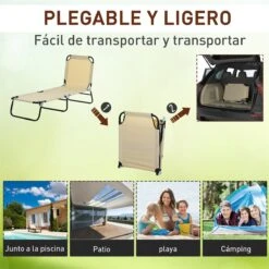 Outsunny Tumbona Plegable Reclinable Con Ángulo Ajustable De 5 Posiciones Para Jardín Exterior Piscina Terraza Camping Carga 120 Kg 190x56x28 Cm Beige 19 Outsunny Tumbona Plegable Reclinable Con Ángulo Ajustable De 5 Posiciones Para Jardín Exterior Piscina Terraza Camping Carga 120 Kg 190x56x28 Cm Beige -OUTSUNNY TIENDA 3904b6141c09b413492a2b82fb516cc5063958e3 c24e03361efc4ad2a44c56418690e6dd