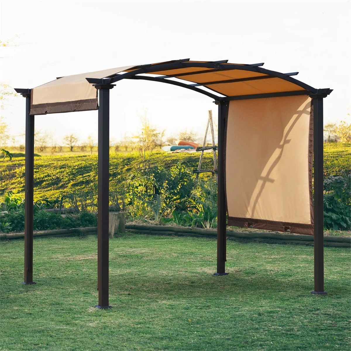 Outsunny Pérgola 3x2,5 M Cenador Con Techo Retráctil Para Jardín Patio Terraza Tela Poliéster Atornillados Resistente Protección De Rayos UV Beige 10 Outsunny Pérgola 3x2,5 M Cenador Con Techo Retráctil Para Jardín Patio Terraza Tela Poliéster Atornillados Resistente Protección De Rayos UV Beige - Imagen 8