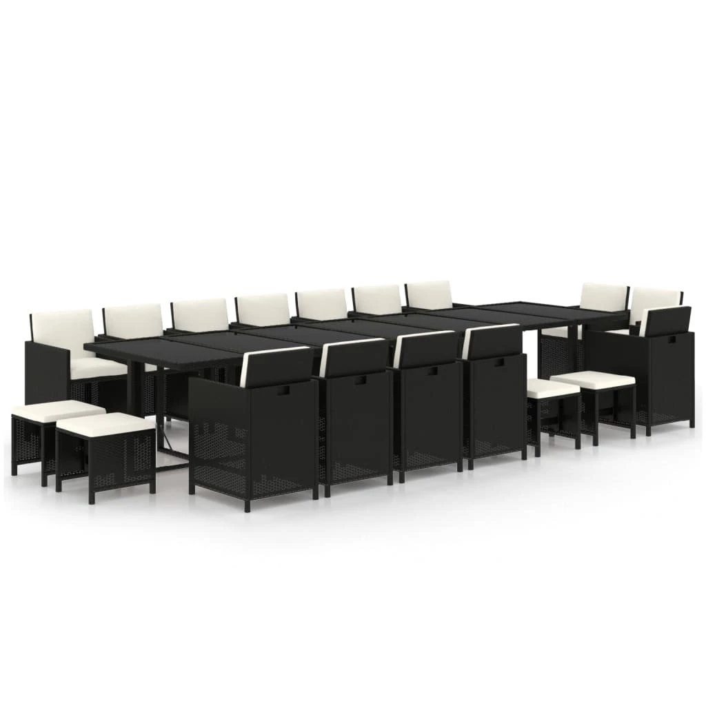Set Comedor De Jardín 19 Pzas Con Cojines Ratán Sintético Negro VidaXL 4 Set Comedor De Jardín 19 Pzas Con Cojines Ratán Sintético Negro VidaXL - Imagen 2
