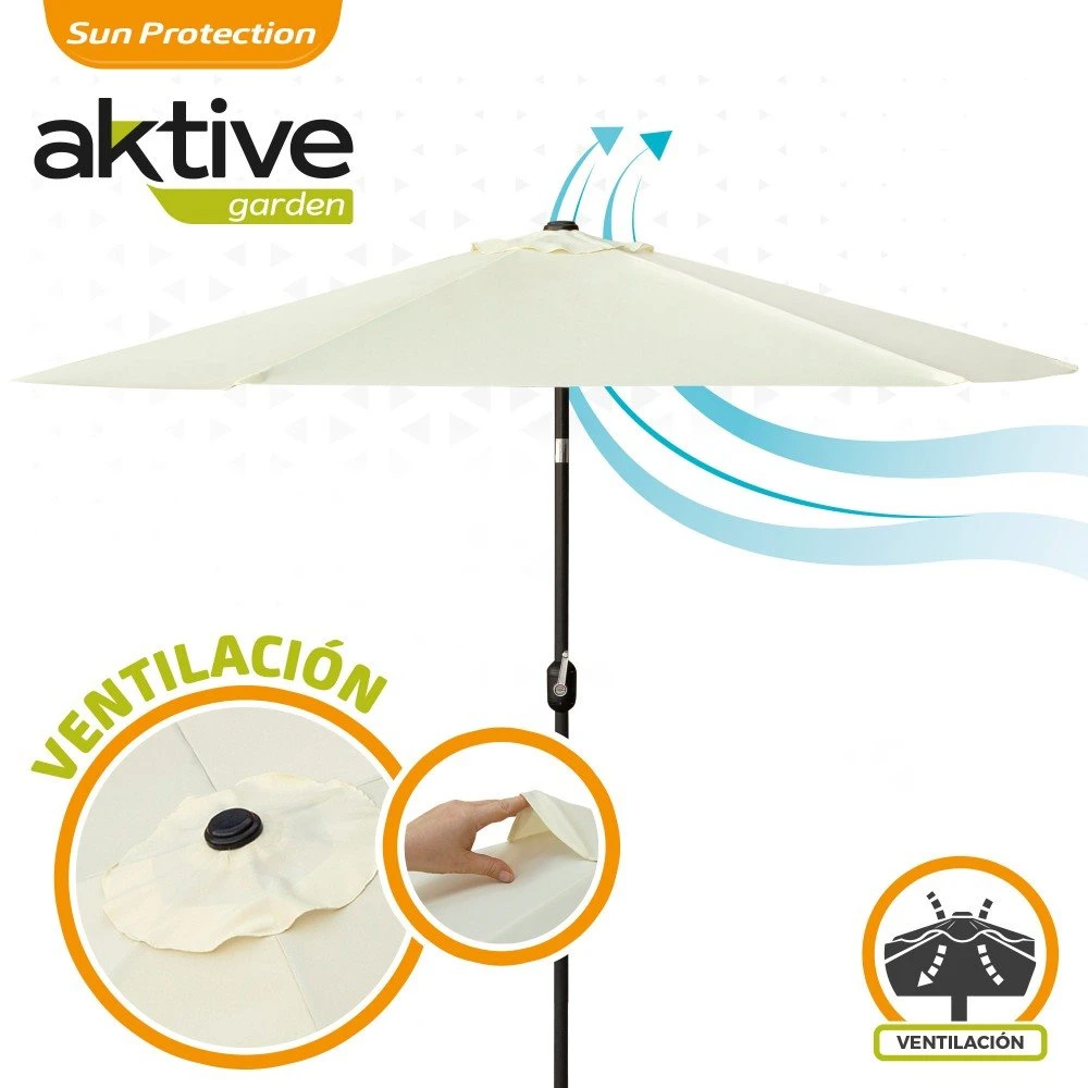 Sombrilla Para Terraza Y Jardín Ø300 Cm C/protección UV50 Aktive 5 Sombrilla Para Terraza Y Jardín Ø300 Cm C/protección UV50 Aktive - Imagen 3