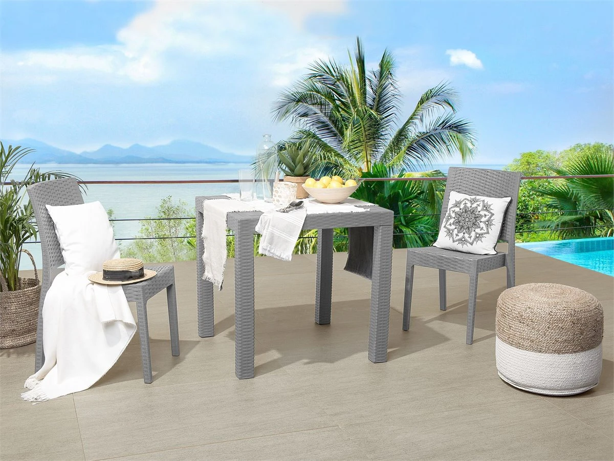 Mesa De Jardín Gris Claro 80 X 80 Cm FOSSANO 6 Mesa De Jardín Gris Claro 80 X 80 Cm FOSSANO - Imagen 4