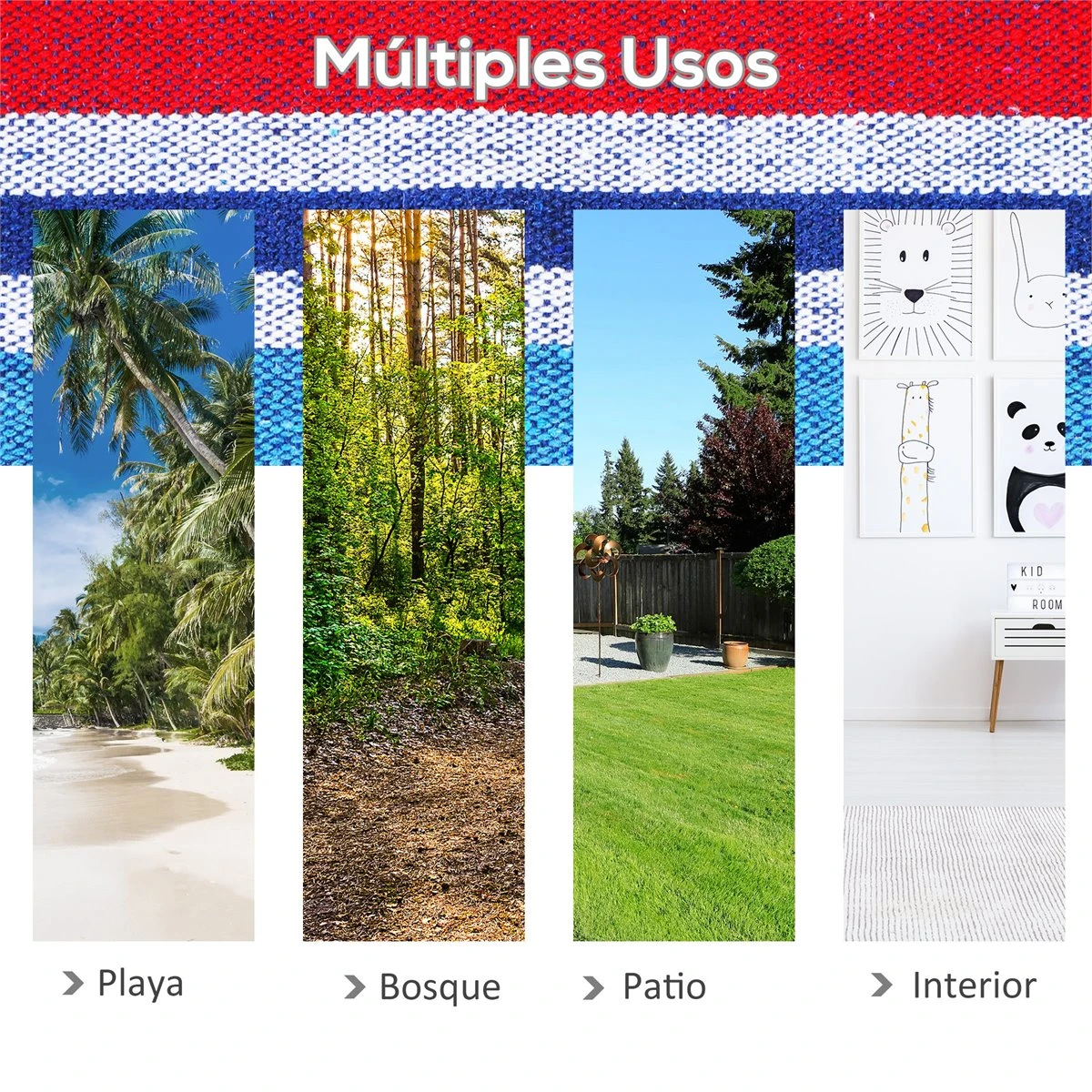 Outsunny Hamaca De Algodón Para Jardín 210x150 Cm Hamaca Colgante Portátil Carga Máx. 180 Kg Para Acampar Piscina Camping Rayas Azul Y Rojo 8 Outsunny Hamaca De Algodón Para Jardín 210x150 Cm Hamaca Colgante Portátil Carga Máx. 180 Kg Para Acampar Piscina Camping Rayas Azul Y Rojo - Imagen 6