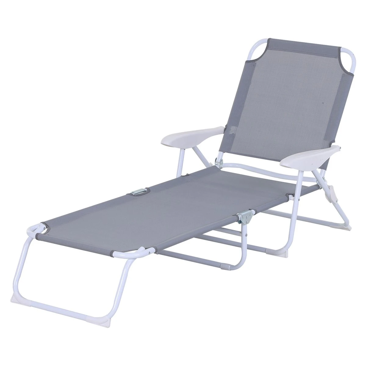 Outsunny Tumbona Reclinable Y Plegable De Jardín Con Respaldo Ajustable En 4 Posiciones Marco De Metal Texteline Transpirable 160x66x80 Cm Gris 3 Outsunny Tumbona Reclinable Y Plegable De Jardín Con Respaldo Ajustable En 4 Posiciones Marco De Metal Texteline Transpirable 160x66x80 Cm Gris