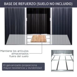 Outsunny Cobertizo De Jardín 322x277x192 Cm Base De 8,25 M² Caseta De Exterior Metálica Para Almacenamiento De Herramientas Con 2 Puertas Correderas Y 4 Ventanas Gris 17 Outsunny Cobertizo De Jardín 322x277x192 Cm Base De 8,25 M² Caseta De Exterior Metálica Para Almacenamiento De Herramientas Con 2 Puertas Correderas Y 4 Ventanas Gris -OUTSUNNY TIENDA 3d3cd6a58b9f3bdf3f1f909f45496cac350ab92e dd643d643b944686a9f33fb6a7124f74
